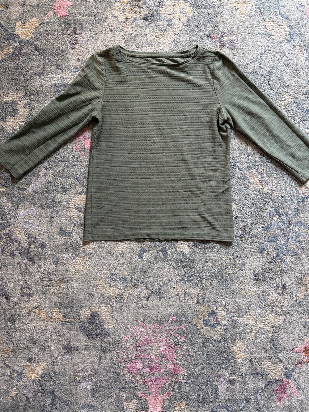Talbots Olive Green Long Sleeve Boatneck Knit Top